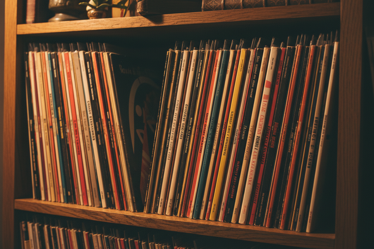 shelf of records